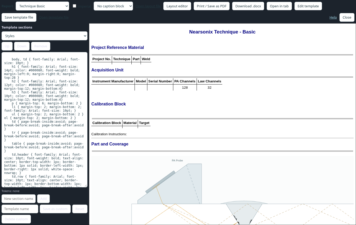 The Report templates dialog in the workbench